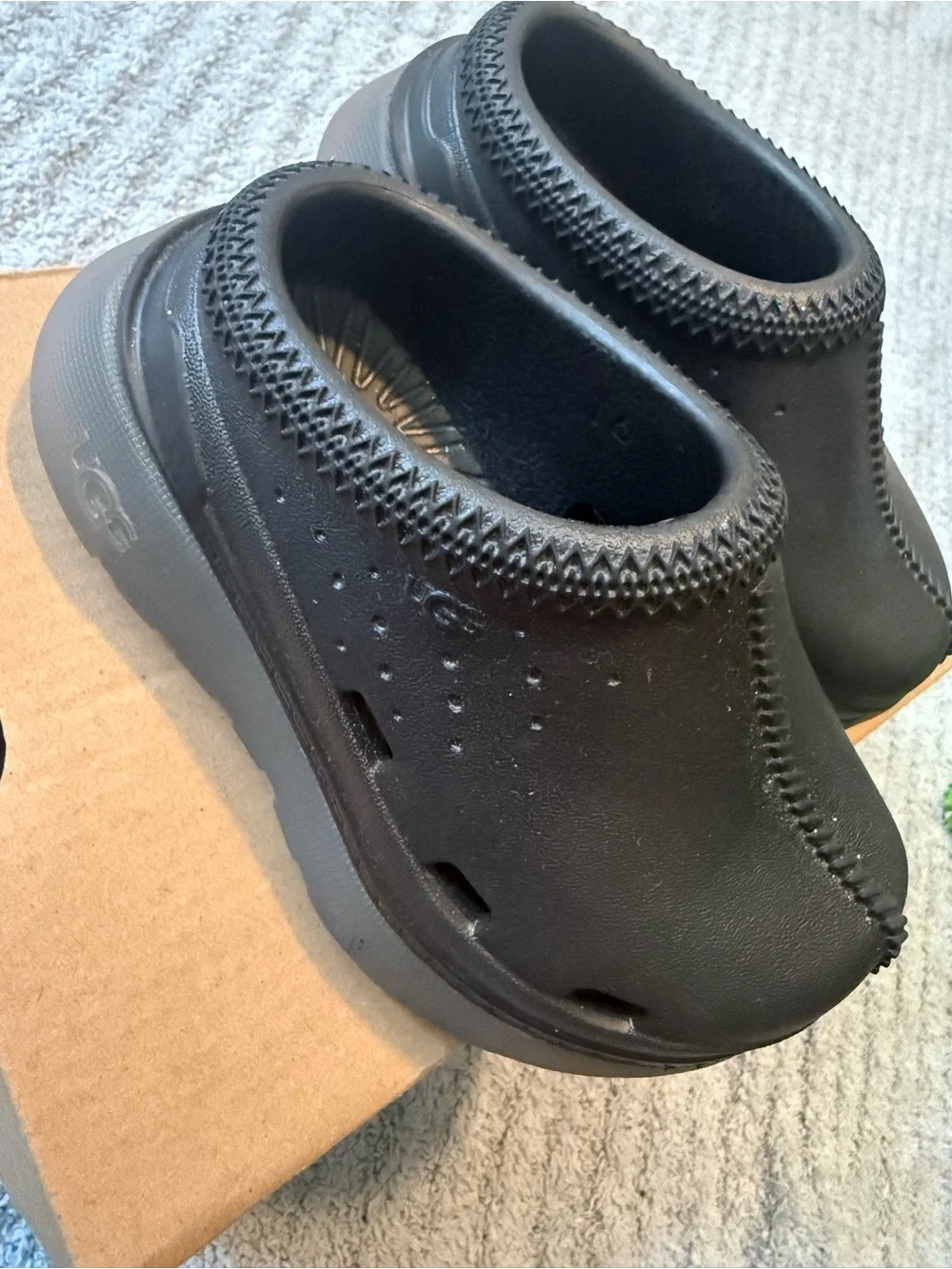UGG Kids Black Foam Slip-On Clogs